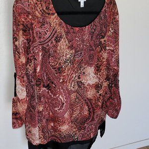 Multi orange and brown blouse